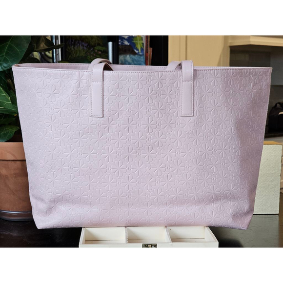 Kate Spade Pale Pink Giant Lined Spade Print Tote Bag - Picture 4 of 15